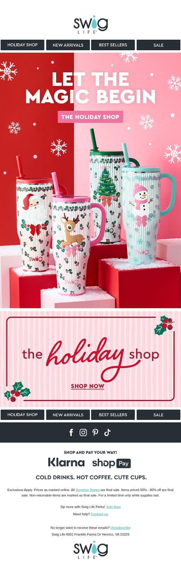 The Holiday Shop Is Open! π email from Swig Life screenshot