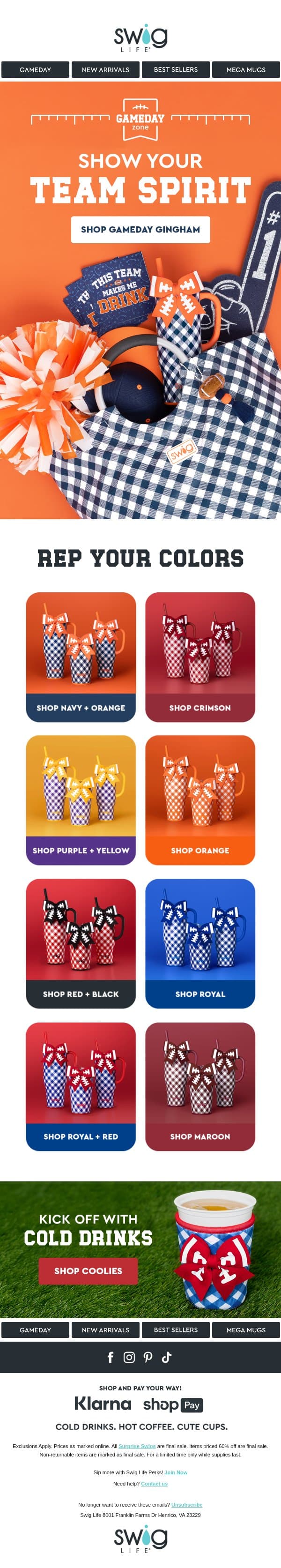 Gameday Gingham for Every Fan π email from Swig Life screenshot