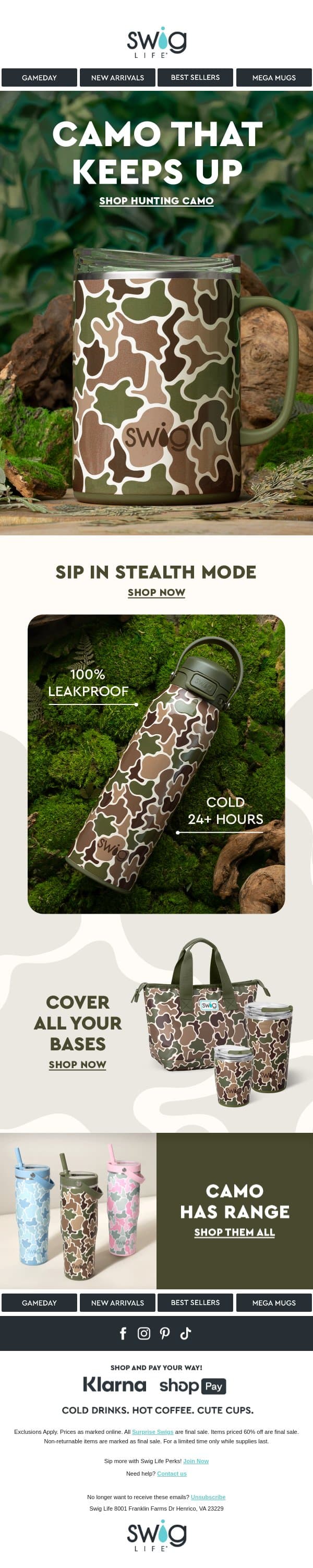 Camo Season Is Calling!🌲 email from Swig Life screenshot