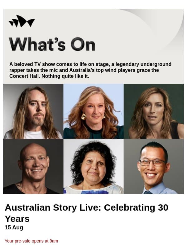 What's On: Australian Story Live, Earl Sweatshirt + MIKE and LOUDER email from Sydney Opera House