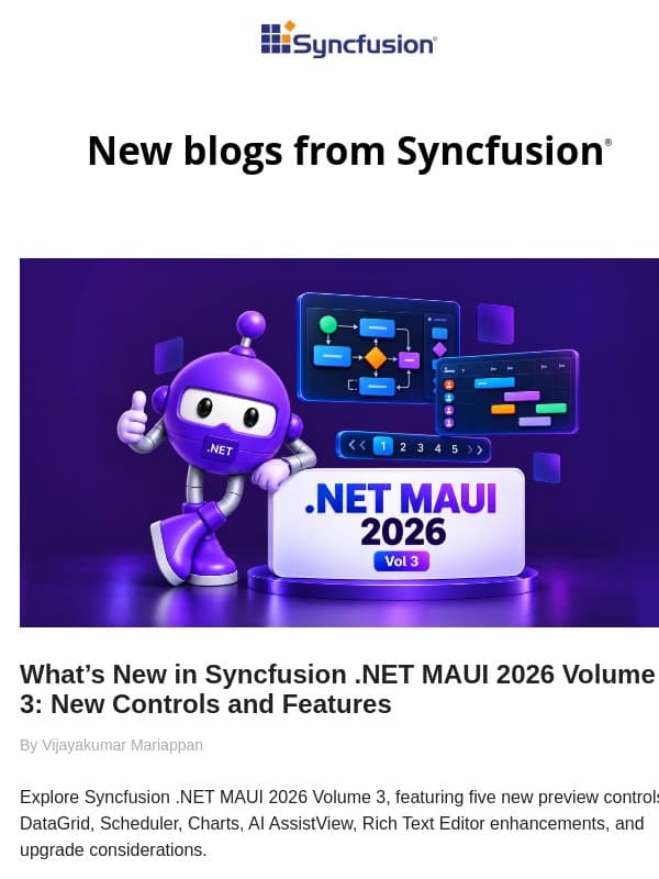 Post from Syncfusion Blogs on 10/10/2026 email from Syncfusion