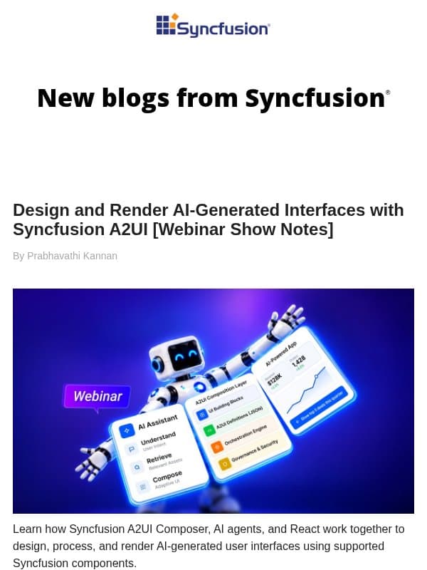 Post from Syncfusion Blogs on 10/29/2026 email from Syncfusion