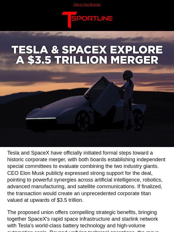 Tesla x SpaceX: $3.5 Trillion Deal email from T Sportline