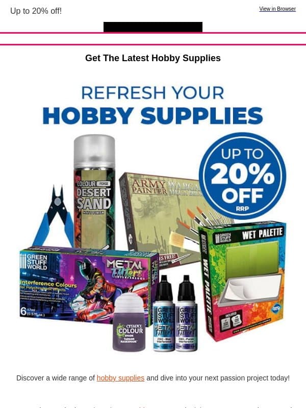 Get The Latest Hobby Supplies ποΈ email from Tabletop Gaming