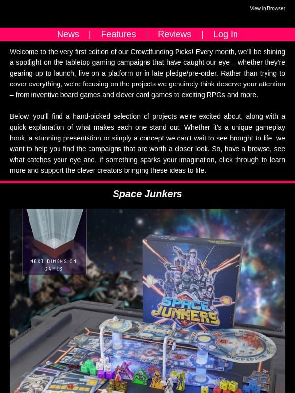 Discover a great new crowdfunding project email from Tabletop Gaming