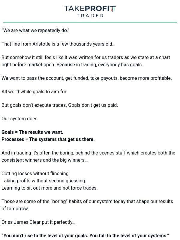 ⚙️ From ScoreCard To System email from Take Profit Trader