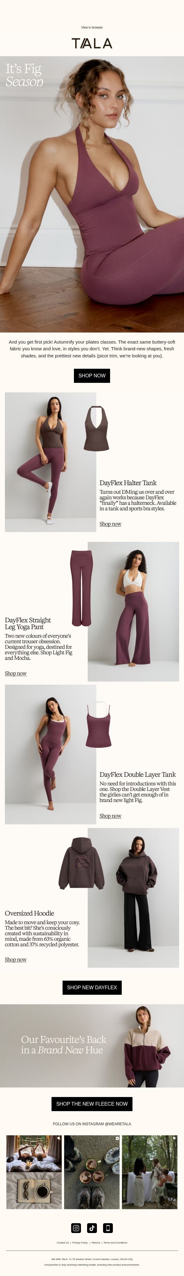 NEW DAYFLEX STYLES + SHADES email from TALA screenshot