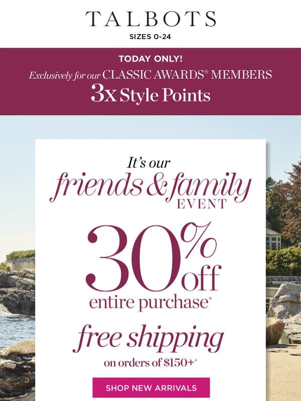FINAL HOURS! $49.50 & up SWEATERS for the cooler temps. email from Talbots
