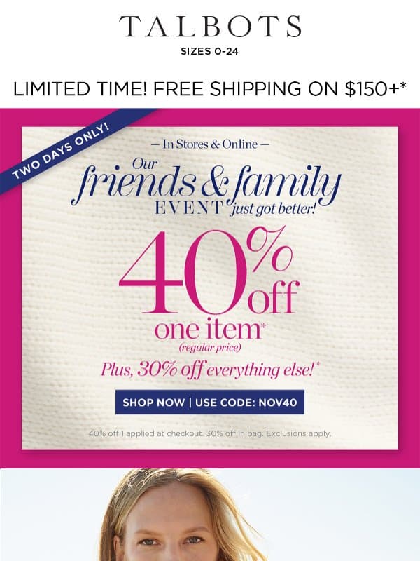 Say Hello to the NEW BLUES. email from Talbots