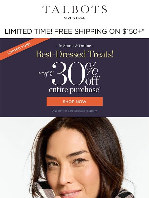 🧥 30% off outfit-making FAVORITES 👖* email from Talbots