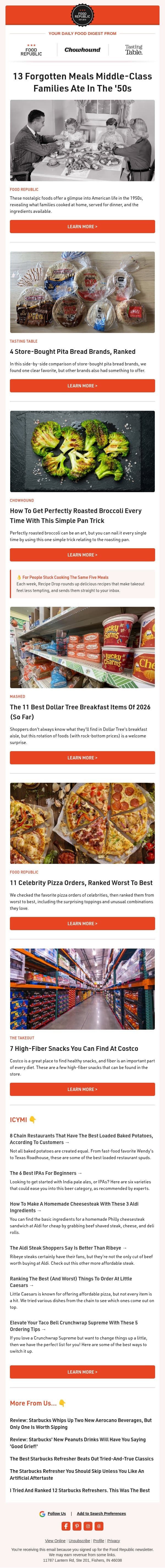 😋 13 Forgotten Meals Middle-Class Families Ate In The '50s | 4 Pita Bread Brands, Ranked email from Tasting Table screenshot