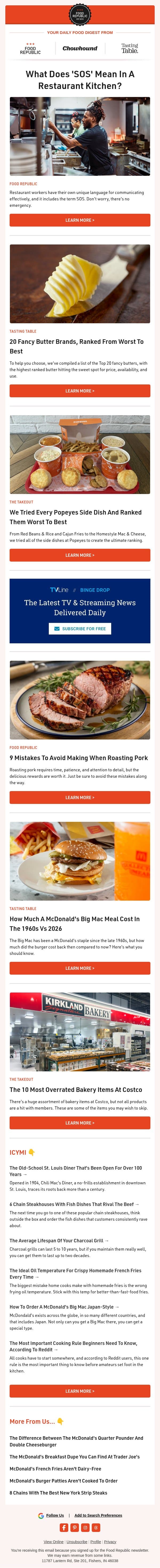 🆘 What Does 'SOS' Mean In A Restaurant Kitchen? | 20 Fancy Butter Brands, Ranked email from Tasting Table screenshot