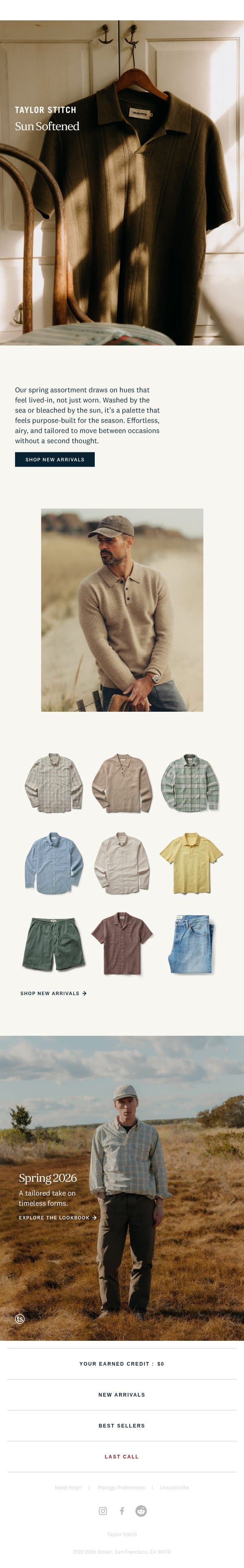 Grounded in Light email from Taylor Stitch screenshot