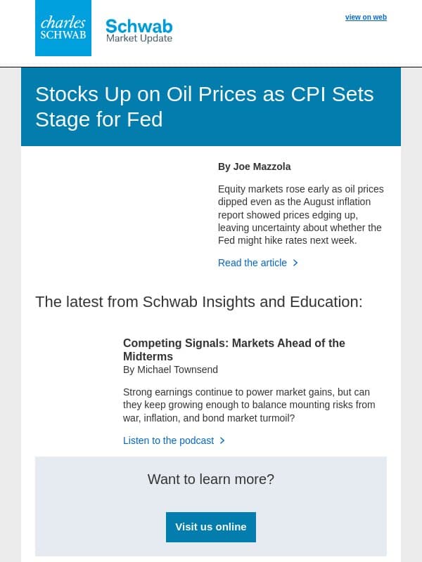 Stocks Up on Oil Prices as CPI Sets Stage for Fed email from TD Ameritrade