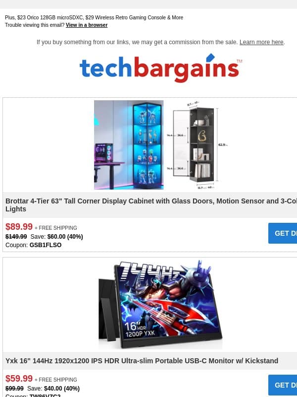 Just $12 for 2K Wireless Security Camera | 40% off Corner Display Cabinet | Innocn 27" 4K IPS Monitor Under $180 email from TechBargains