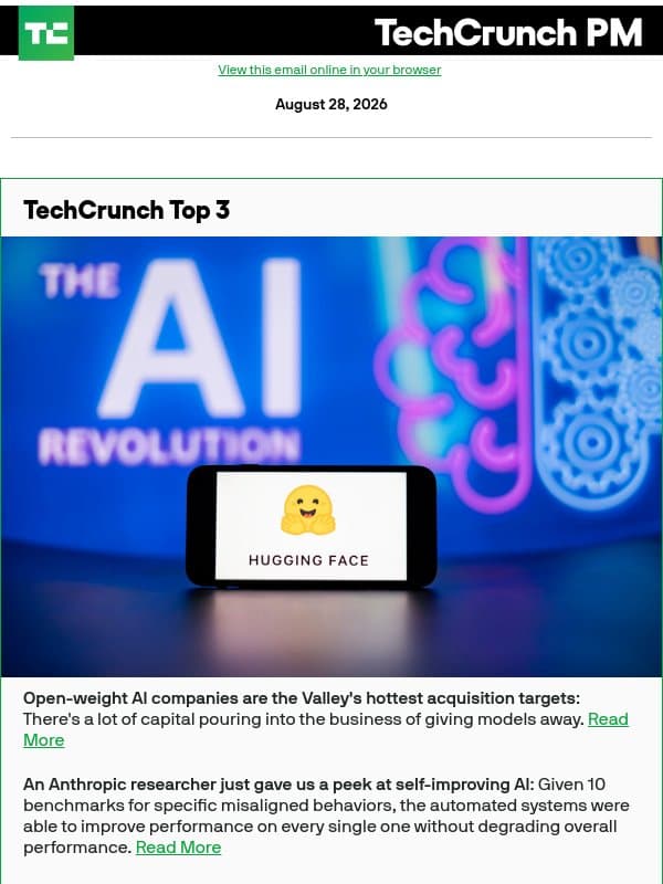 Open-weight AI companies are the Valley's hottest acquisition targets email from TechCrunch Disrupt