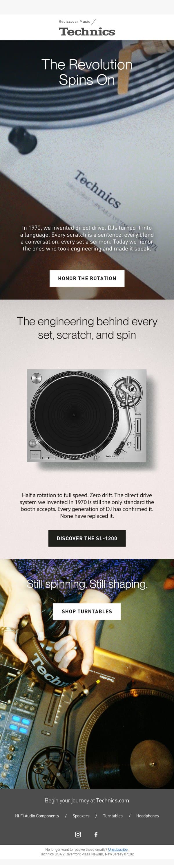 What came first: the DJ or the drive? email from Technics screenshot