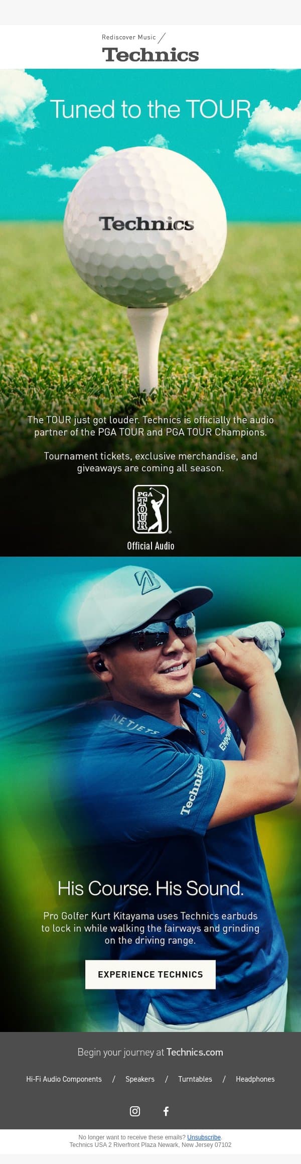 Technics is Tuned to the TOUR ⛳ email from Technics screenshot