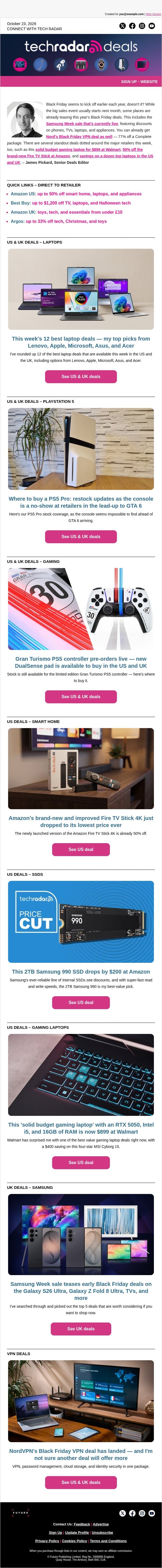 Your Black Friday tech deals teaser email from TechRadar screenshot