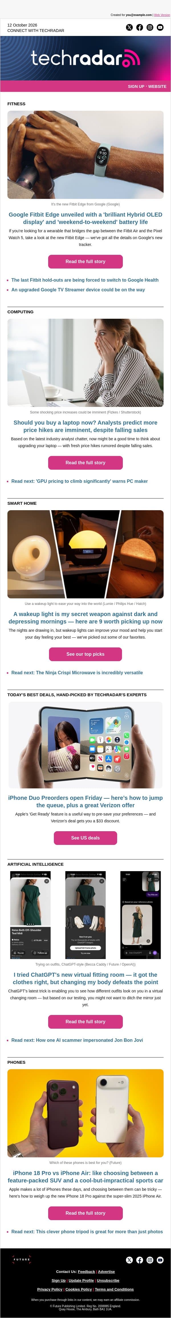 The new Fitbit tracker has a screen, but won't bug you like a smartwatch email from TechRadar screenshot