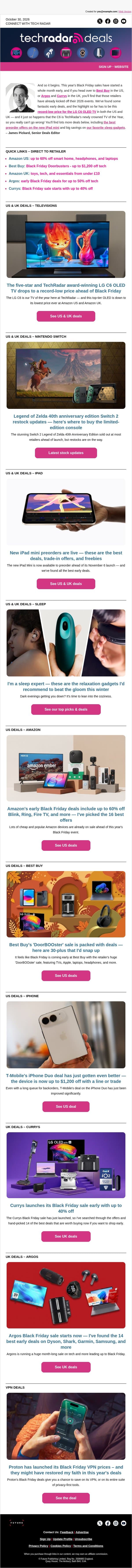 The best early Black Friday bargains you can shop today email from TechRadar screenshot