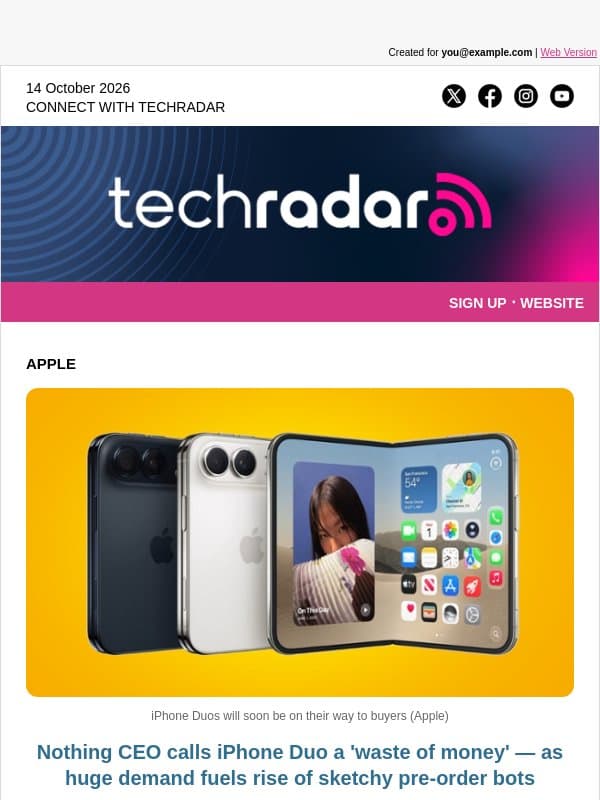 iPhone Duo 'a waste of money' says Nothing CEO — but demand is high email from TechRadar