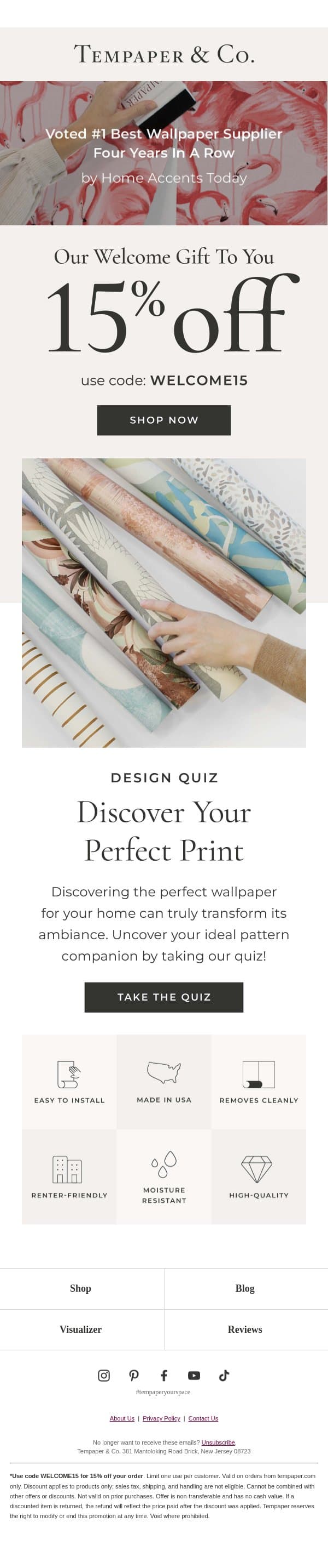 Find Your Perfect Wallpaper Print email from Tempaper screenshot
