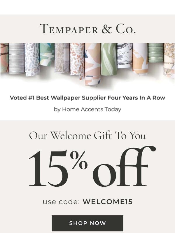 Here's your 15% off code email from Tempaper