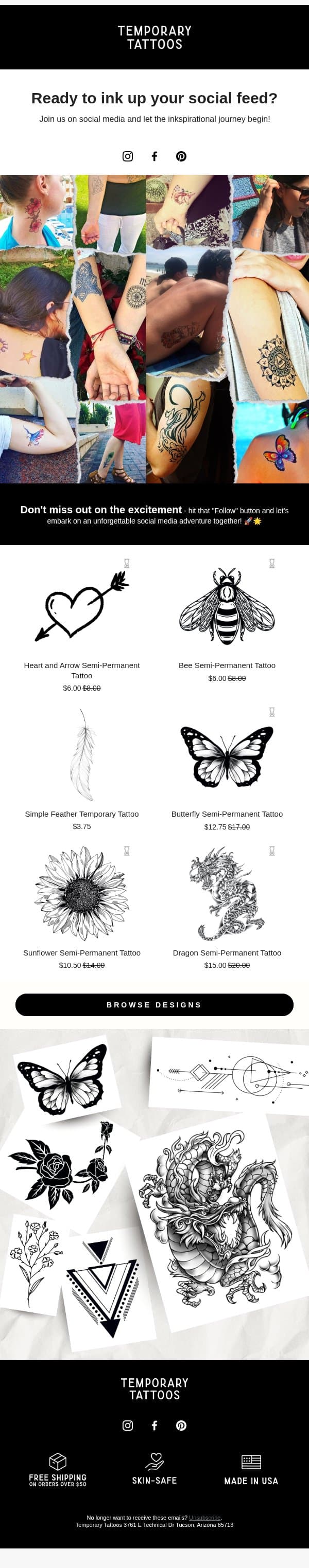 Get Inskpired - Follow Us on Social Media! 👩🎨 email from Temporary Tattoo screenshot