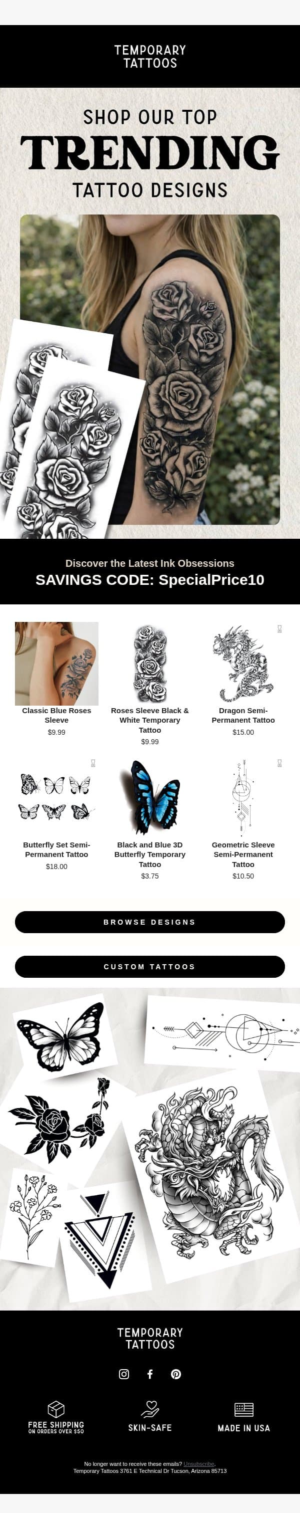 🔥 Discover Our Hottest Tattoo Trends! 💥 email from Temporary Tattoo screenshot