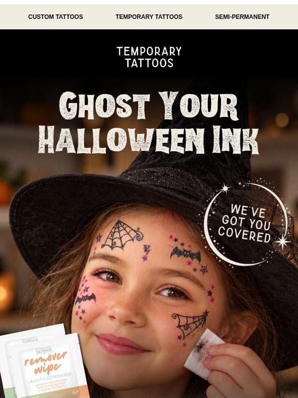 Ghost your Halloween ink email from Temporary Tattoo