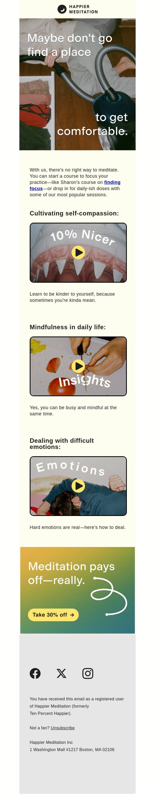 Time is Running Out to Save 30% email from Ten Percent Happier screenshot