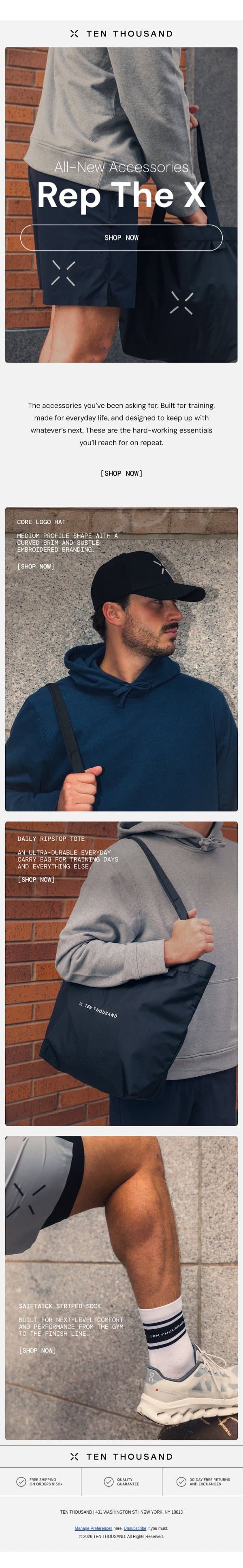 NEW: Hats, Totes + More email from Ten Thousand screenshot