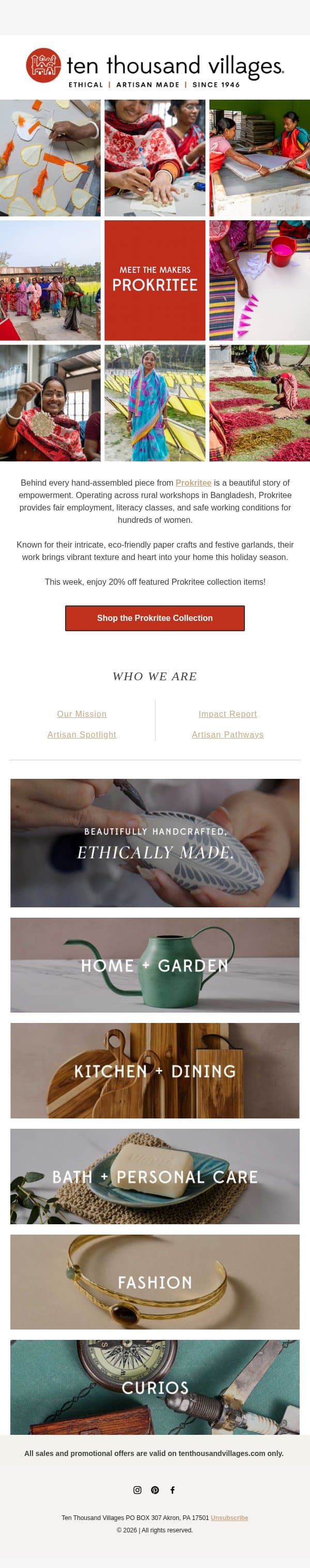 Every Garland Tells a Story: Meet Prokritee email from Ten Thousand Villages screenshot