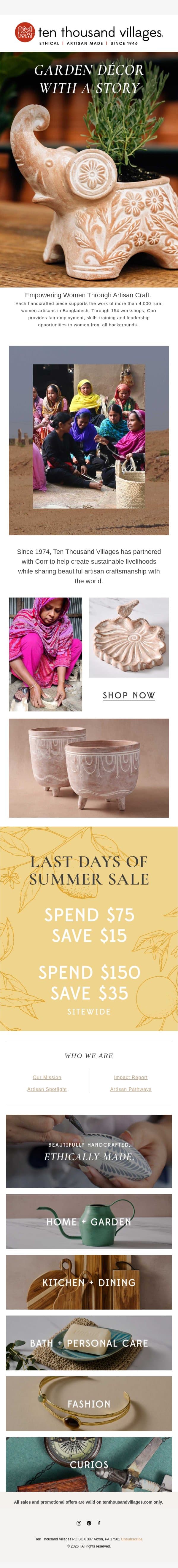 Empower Artisans with Every Purchase! email from Ten Thousand Villages screenshot