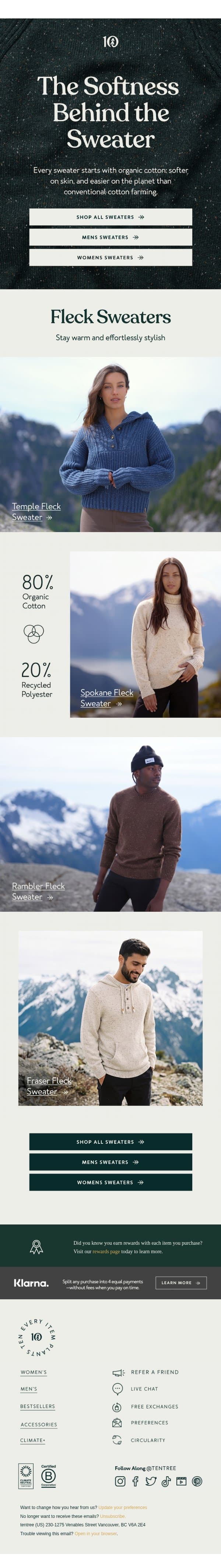 Soft Isn't An Accident email from Tentree screenshot