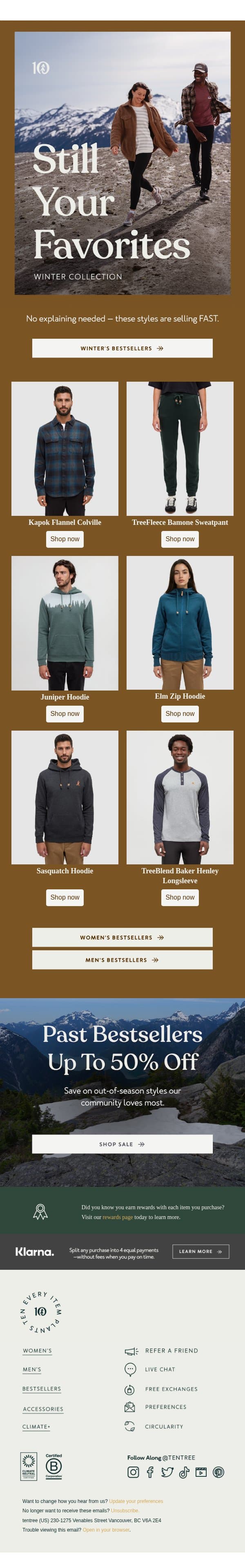 What everyone’s actually buying. email from Tentree screenshot