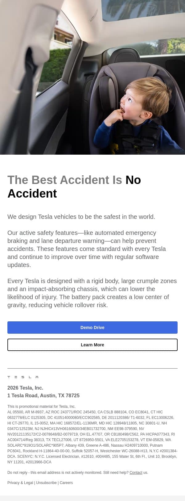 Your Safety is Our Priority email from Tesla Energy screenshot