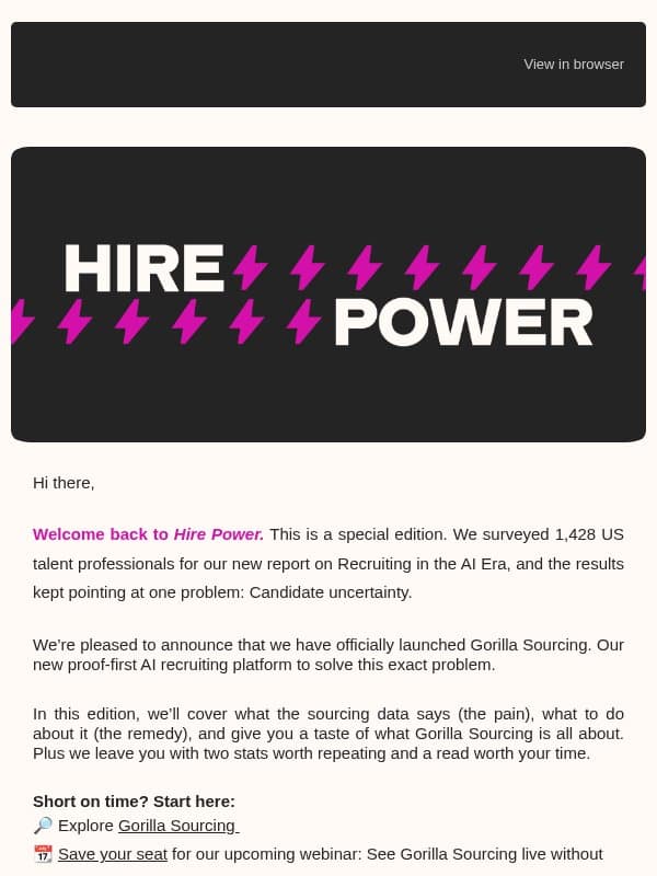 A special edition of Hire Power email from TestGorilla