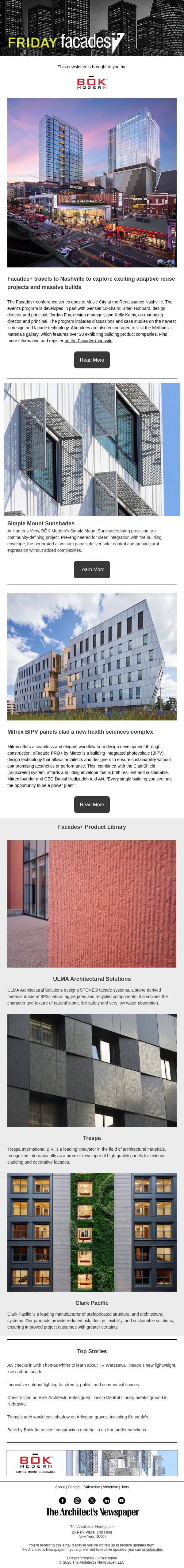 Facades+: Facades+ travels to Nashville to explore exciting adaptive reuse projects and massive builds email from The Architect's Newspaper screenshot