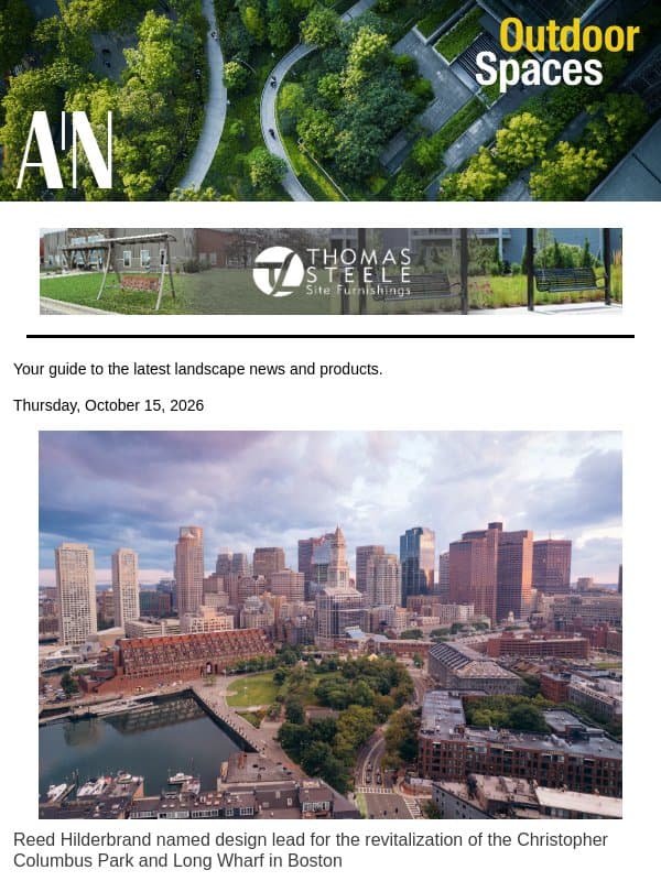 Outdoor Spaces: Christopher Columbus Park and Long Wharf revitalization by Reed Hilderbrand, ADFF in New York City, Peter Zumthor’s Fondation Beyeler extension, and more email from The Architect's Newspaper