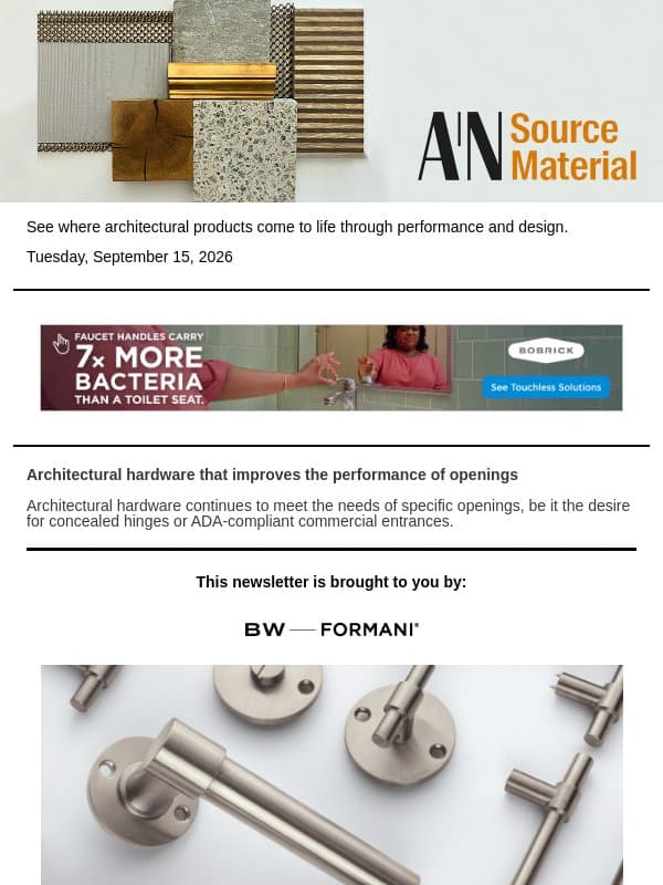 Source Material: Architectural hardware that improves the performance of openings email from The Architect's Newspaper