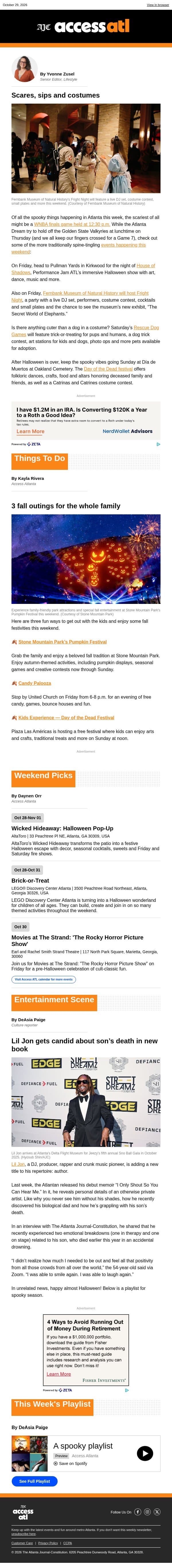 Scares, sips and costumes email from The Atlanta Journal-Constitution screenshot
