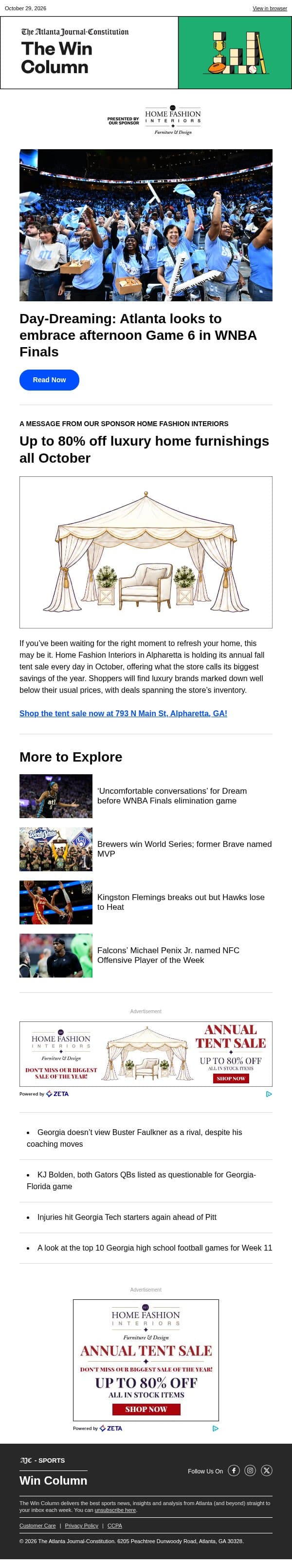 Lunch date with the Dream email from The Atlanta Journal-Constitution screenshot