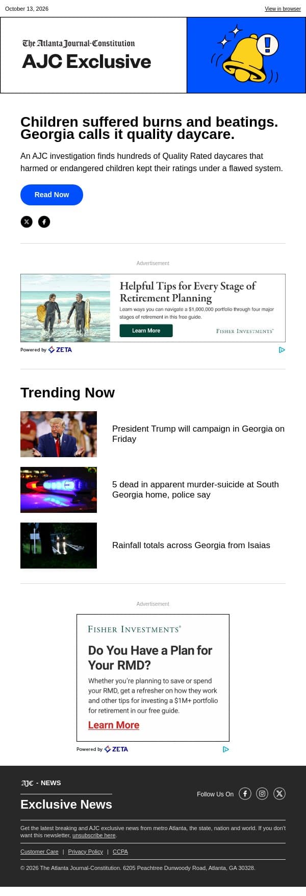 Children suffered burns and beatings. Georgia calls it quality daycare. email from The Atlanta Journal-Constitution screenshot