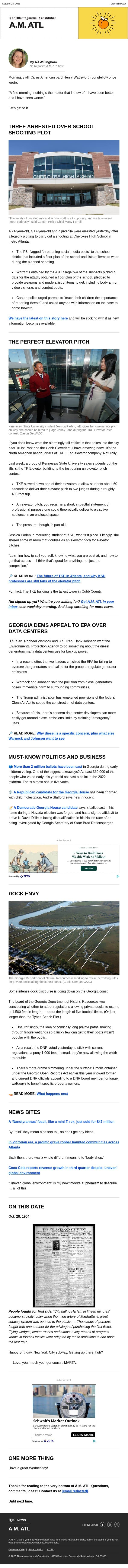 A.M. ATL: Going up email from The Atlanta Journal-Constitution screenshot