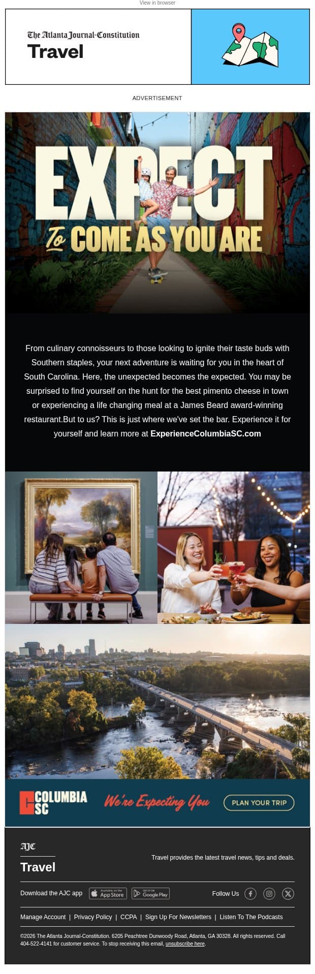 Expect to Come As You Are in Columbia SC email from The Atlanta Journal-Constitution screenshot