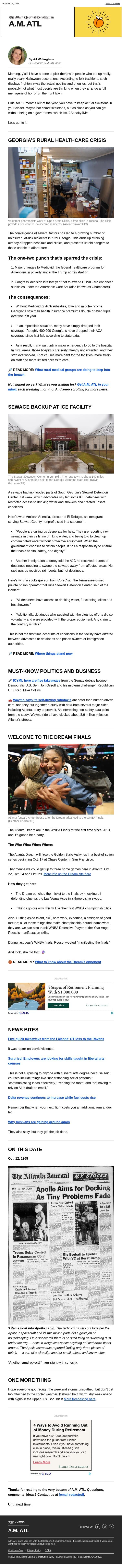 A.M. ATL: Health scare email from The Atlanta Journal-Constitution screenshot