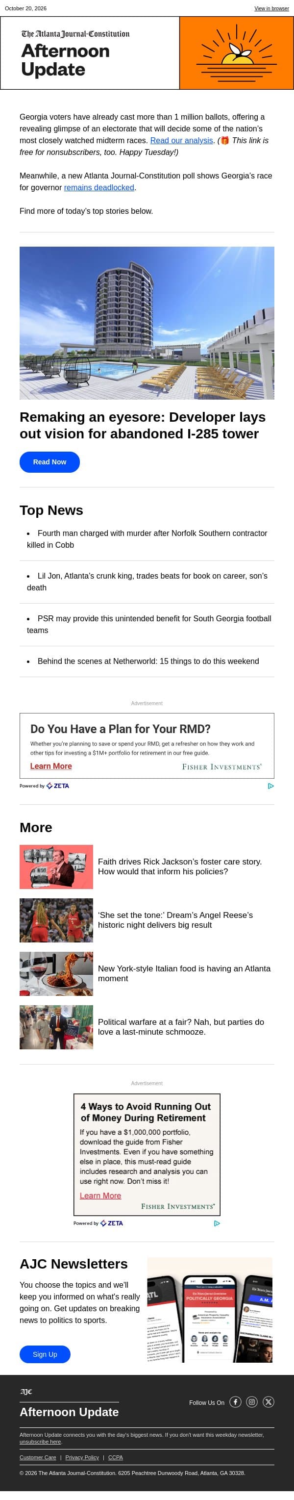 Afternoon Update: Developer lays out vision for abandoned I-285 tower email from The Atlanta Journal-Constitution screenshot