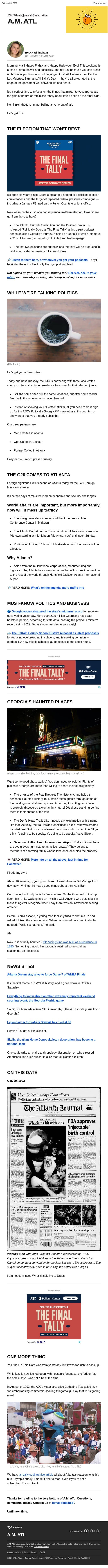 A.M. ATL: Boo to you email from The Atlanta Journal-Constitution screenshot